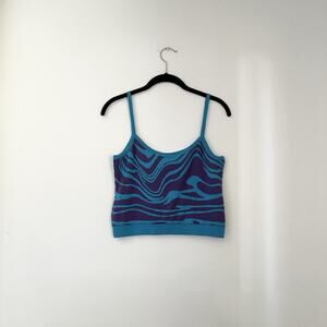 PSC brand NWT Size M Knit Purple and Blue Zebra print wavy Crop Tank Top